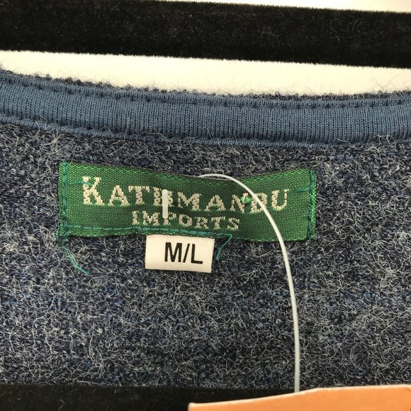 NWT Kathmandu Imports Womens Blue Contrast Hem Long Sleeve Sweater Cardigan M/L - Picture 6 of 9